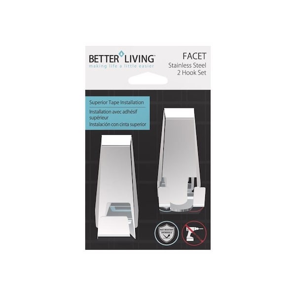 Better Living Better Living Facet 3.38 in. H X 1.25 in. W X 1.5 in. L Silver Bath Hook 13863 - main